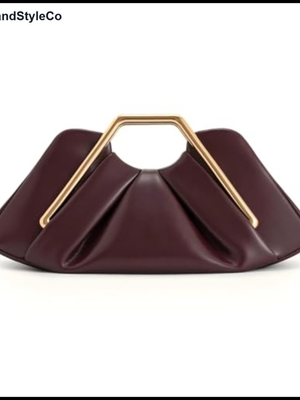 Women's Ruched Cloud Clutch Purse with Geometric Metal Handle, Evening Bag for